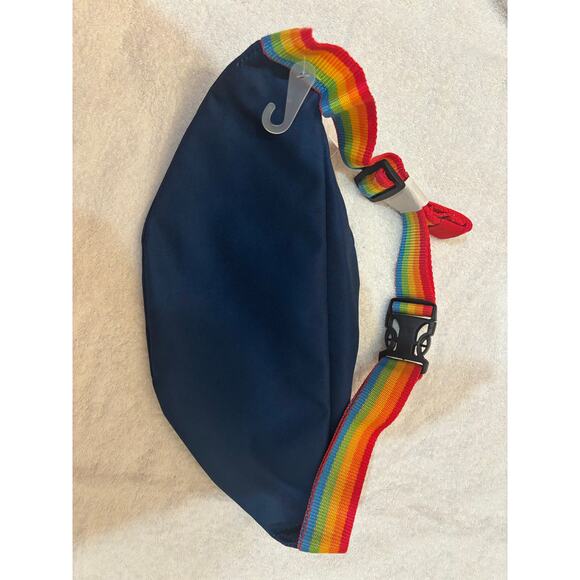 M&Ms Fanny Pack navy Rainbow 2 Zipper Pockets Travel  Hip Belt - Picture 3 of 4